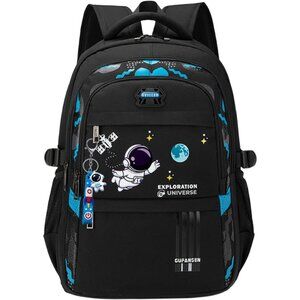 Charming Astronaut Kids Backpack, Waterproof Design with 6 Pockets for School
